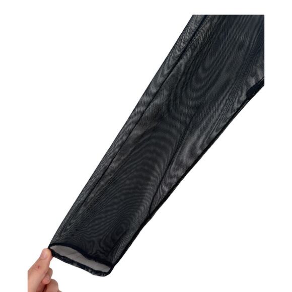 Eliza J Dress Rosette Mesh trim long sleeve gown navy size 8 - Picture 4 of 8